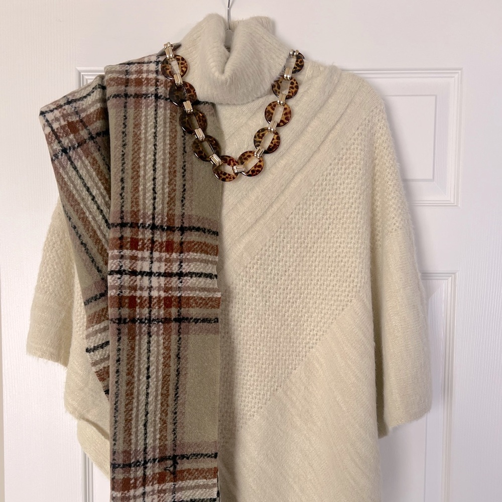 Shimmer Soft Poncho / Cream One Size - by Janice Apparel